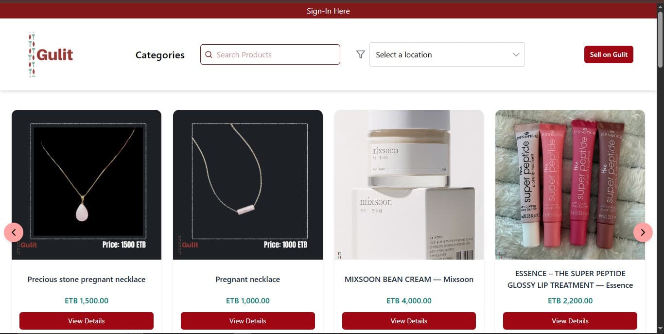 Gulit Marketplace | Centralized C2C Platform